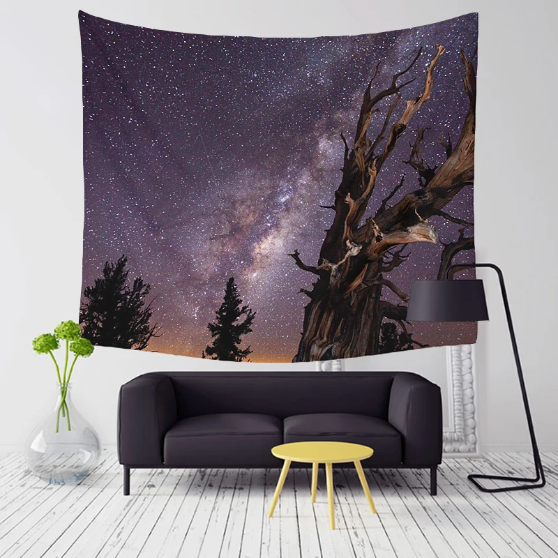 Graceful Night Starry Sky Wall Tapestry Beautiful Sight   Tree Natural Scenery custom wholesale Tapestry