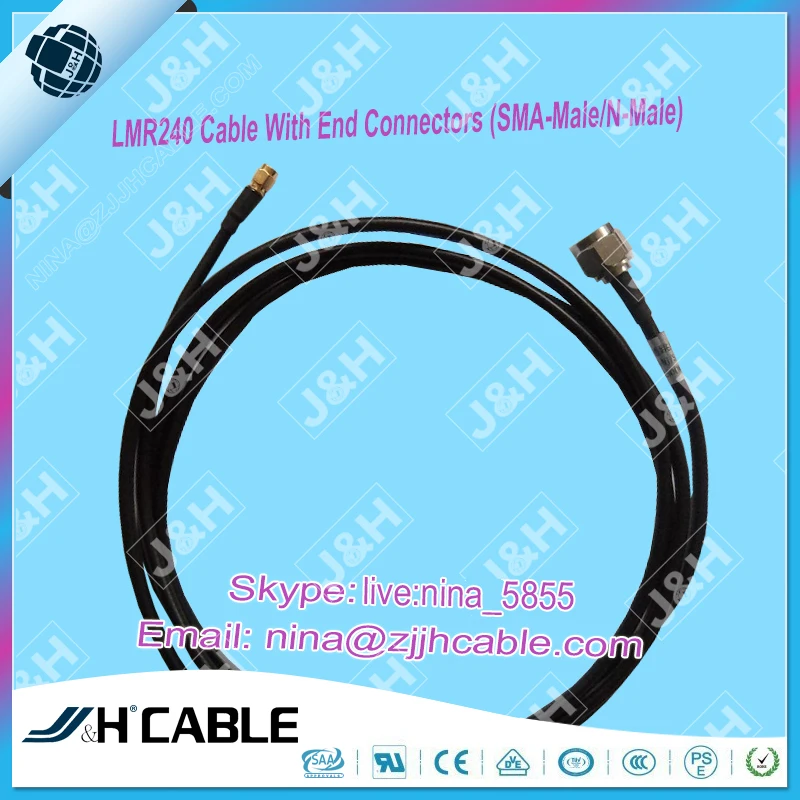 ROHS с Малыми Потерями 50 ом LMR240 Коаксиальный Кабель С SMA Мужчин и N Мужской Разъем Для Телекоммуникационных