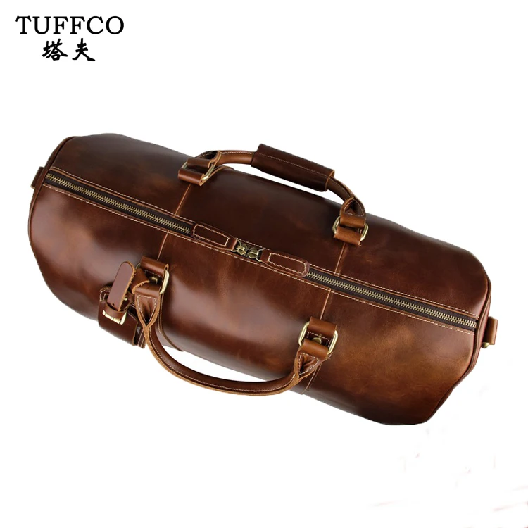 High-end Large Capacity Brown genuine Leather Duffle Bag Luggage Travel Bags