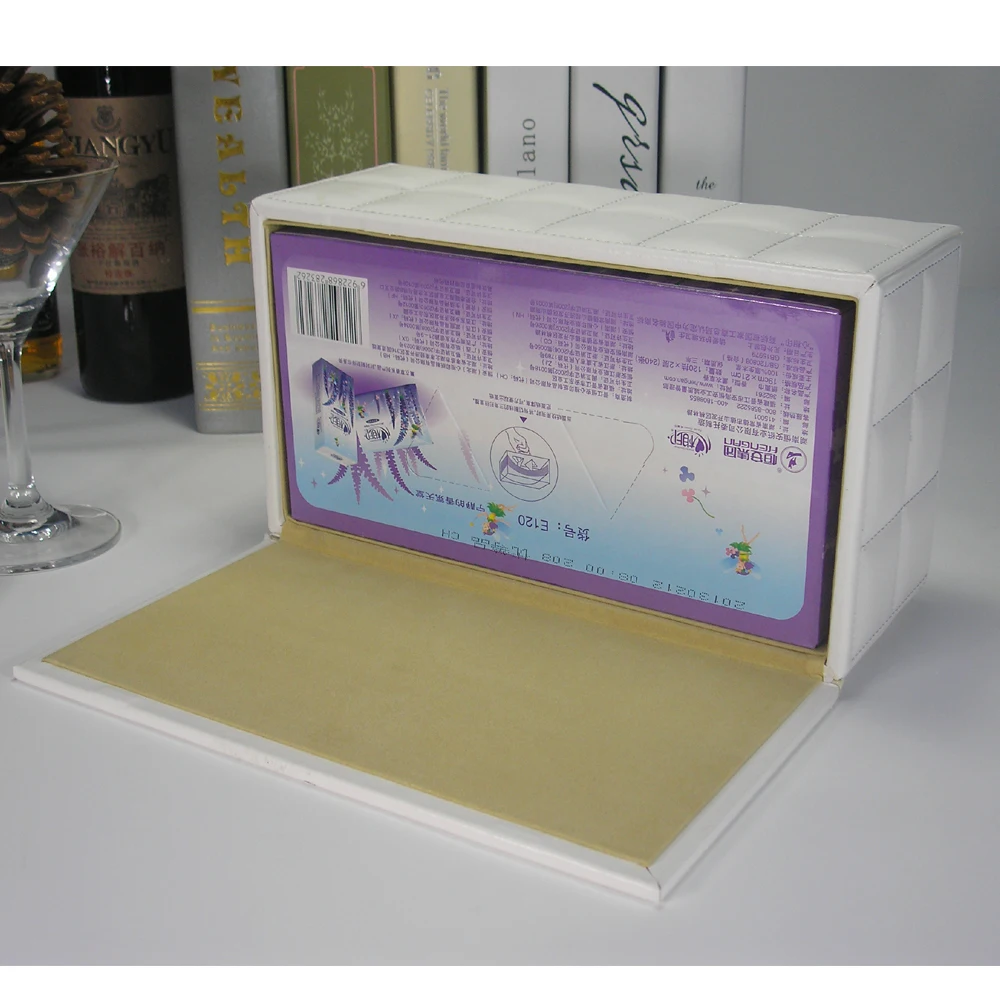 Car tissue storage box White rectangular PU leather tissue box cover Fabric color optional customized tissue box cover