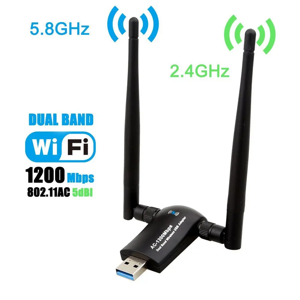 
1200Mbps 802.11ac Realtek 8812BU dual band USB wifi Adapter with 5Dbi external high gain antenna 