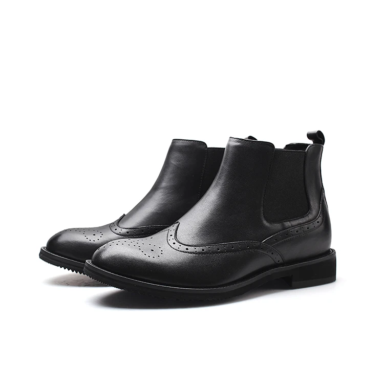 wholesale Brogue Genuine Cow Leather genuine leather chelsea boots men