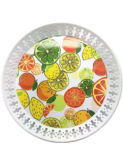 Лидер продаж, круглый пластиковый нескользящий поднос, 35 см, резиновый нескользящий поднос