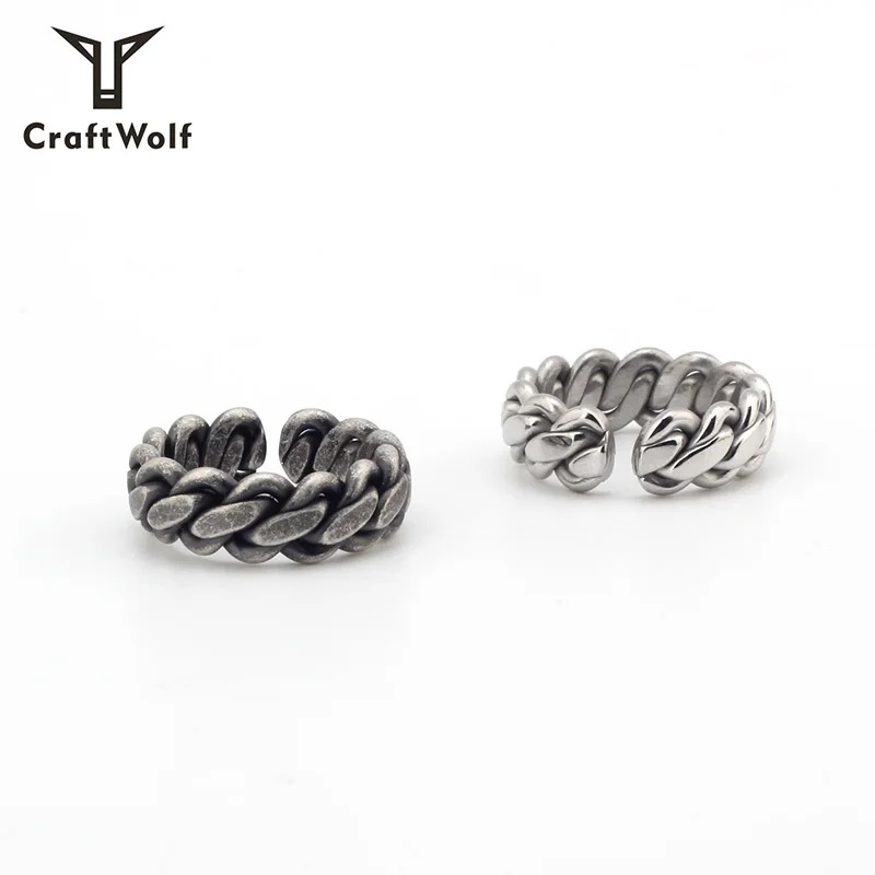 Craft Wolf 2020 Fashion fine Jewelry women men Gold Silver plated Stainless Steel dainty Cuban link chain Ring