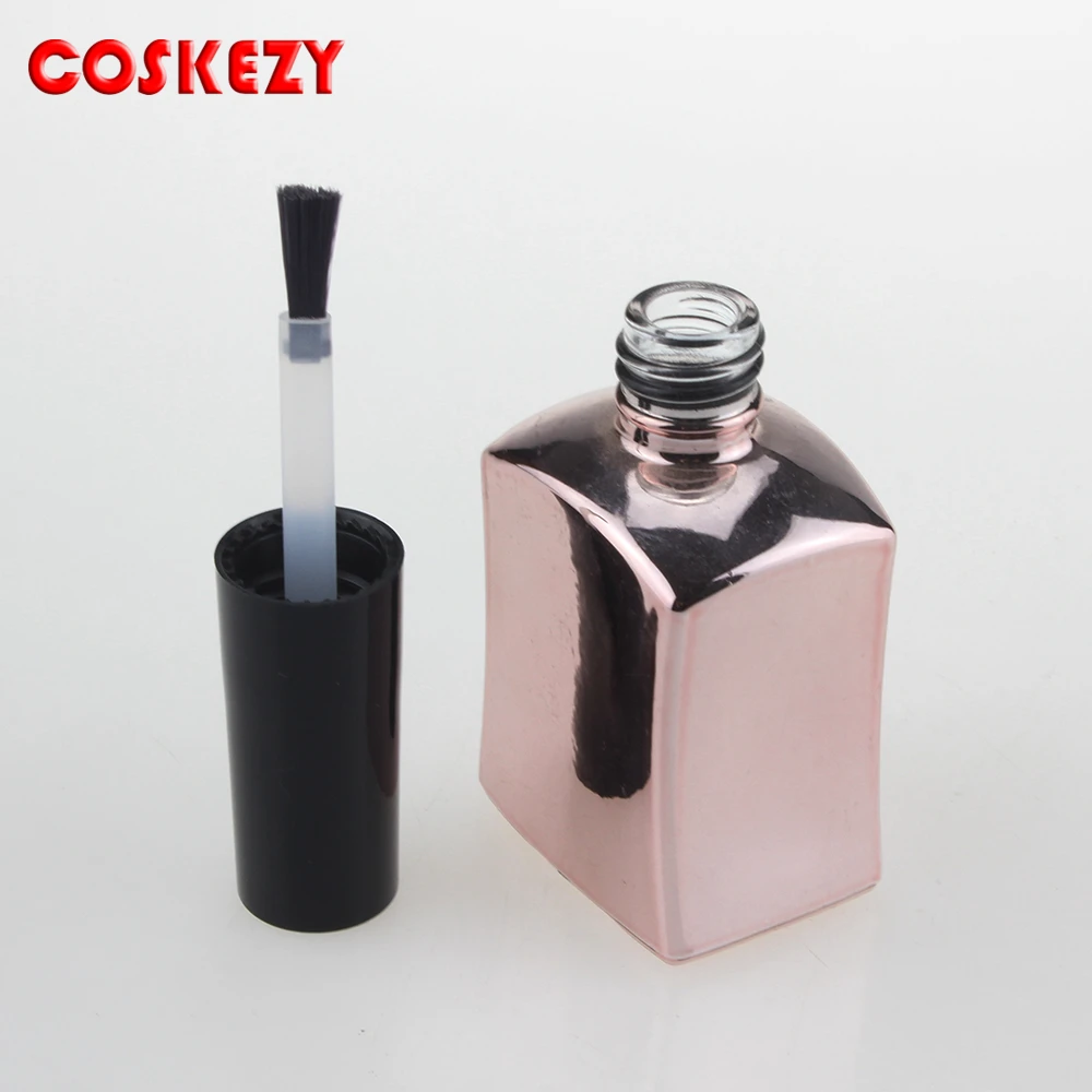 15ml Fancy Gloss UV Nail Varnish Bottle Empty, Wholesale Square Shape 15g Nail Polish Glass Container with Black Lid