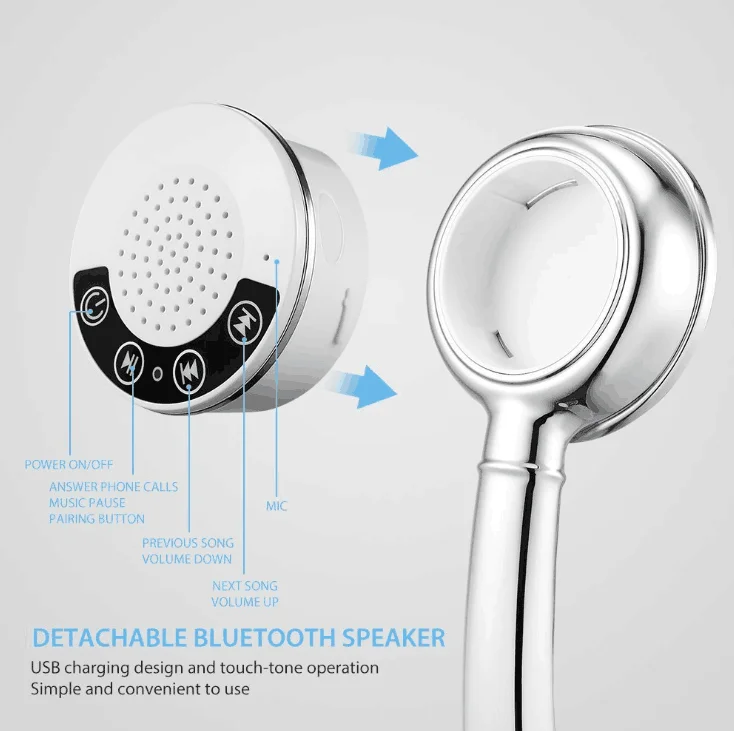 Waterproof Wireless Music player and receive phone call music rain hand shower head