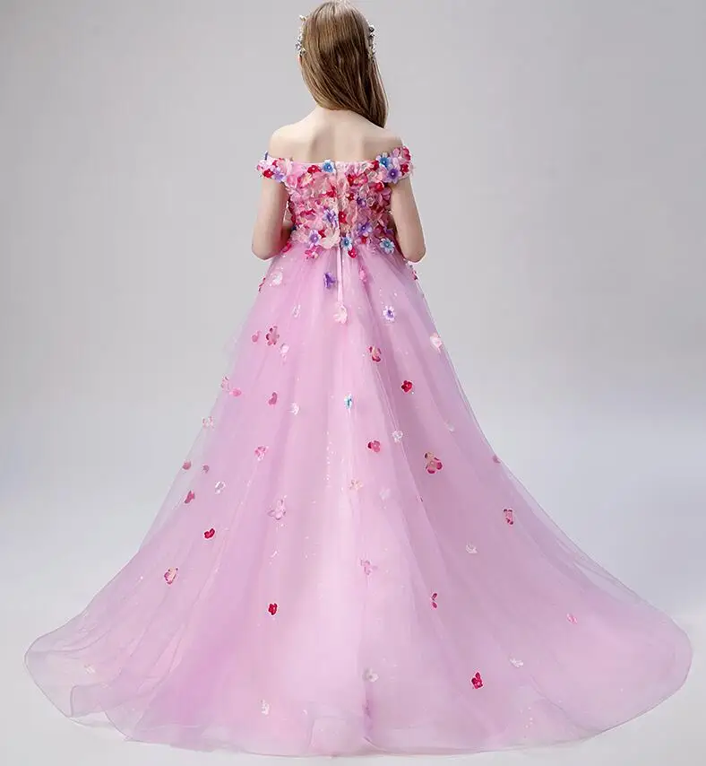 new arrived unique Princess girl flower long party dress fashion USA boutique shop dress baby girls party