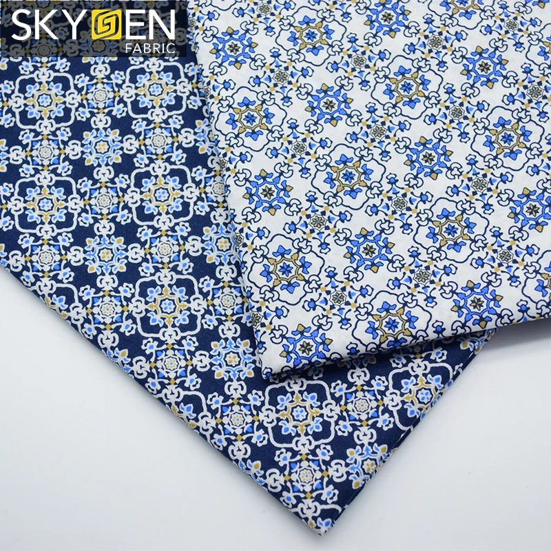 Skygen plain weave soft custom prints 60x60 100 cotton man women cloths fabric for women man clothes