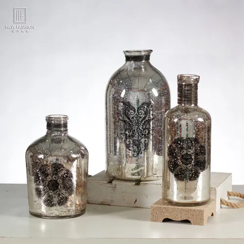 
 Новый дизайн, Современная Серебряная цилиндрическая ваза из ртутного стекла, Настольная Ваза, украшение для дома, 100% ручная выдувная стеклянная пузырчатая бумага + картонная коробка  