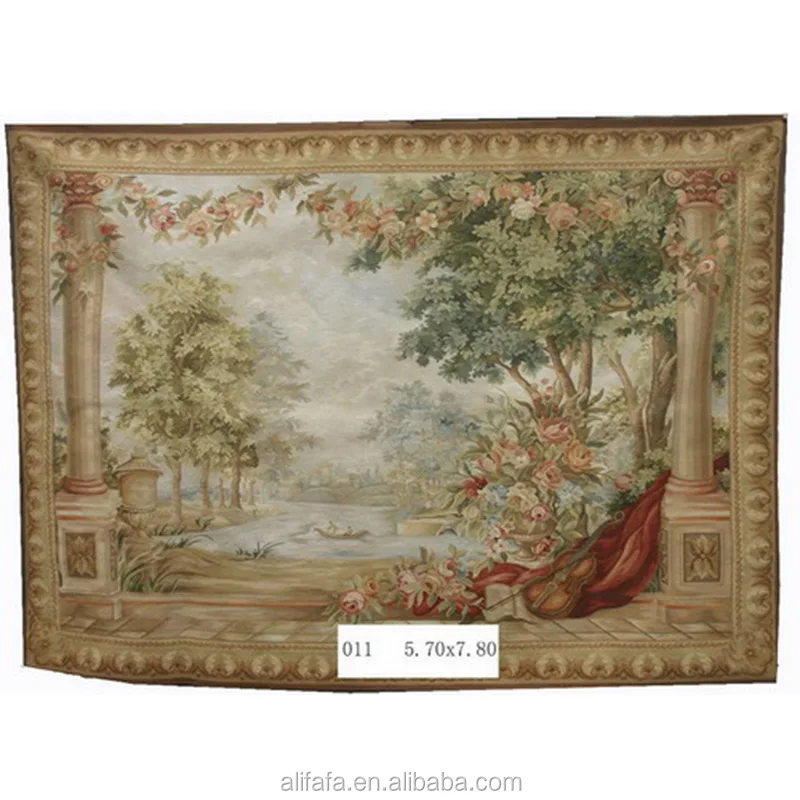 aubusson tapestry rug, flat woven, 100% New Zealand wool