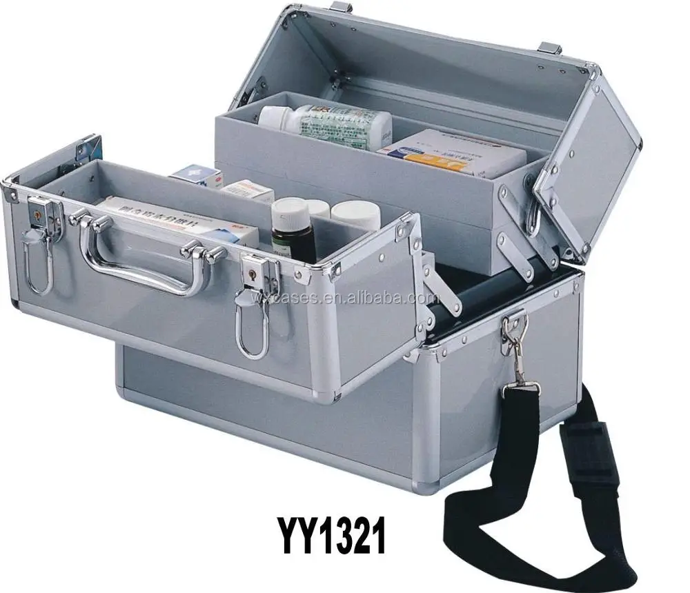 aluminum first aid box,first aid kit box,medical case with a pocket and a tray inside From Nanhai,Foshan,Guangdong,China
