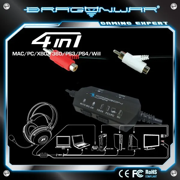 Dragon War 4 in 1 wired Gaming Headset for PC, PS3, xBox, wii