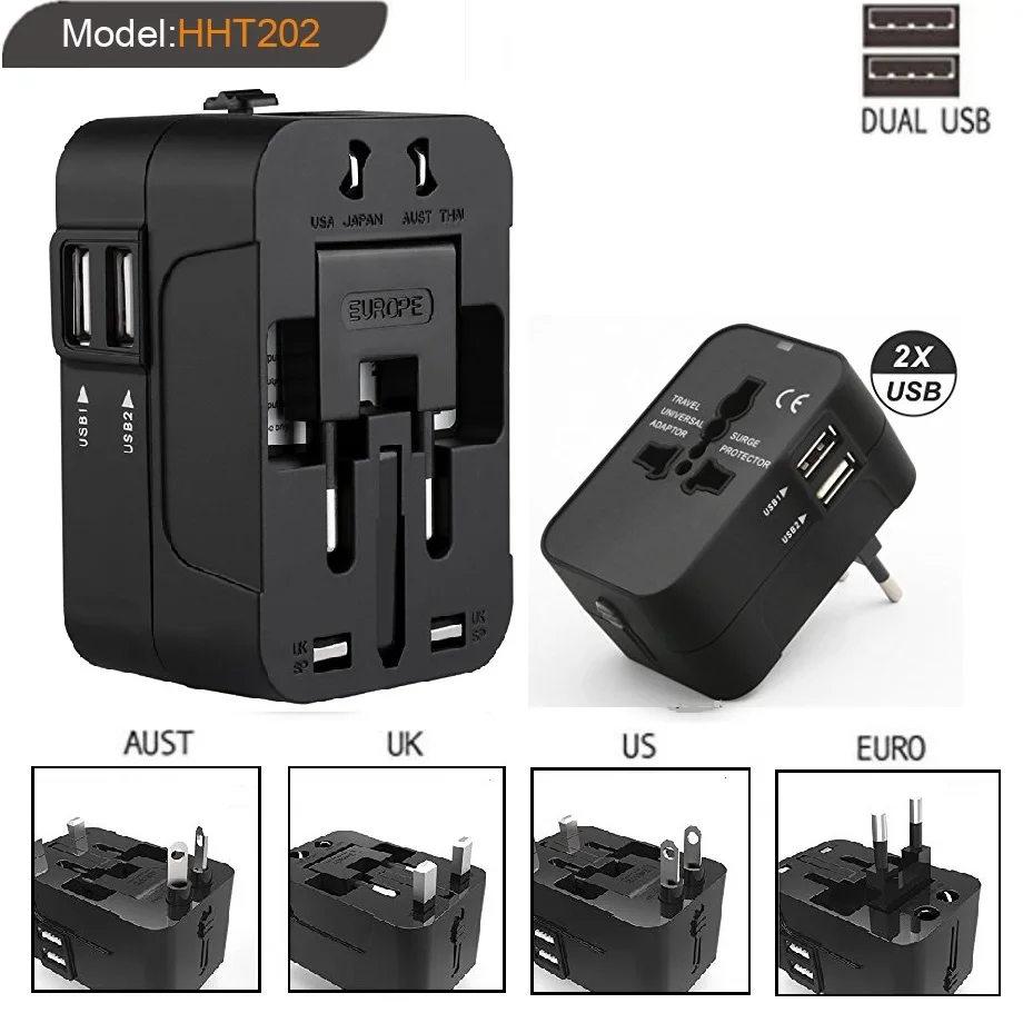 International Electrical Multi Plug Adaptor Universal Travel Adapter with USB