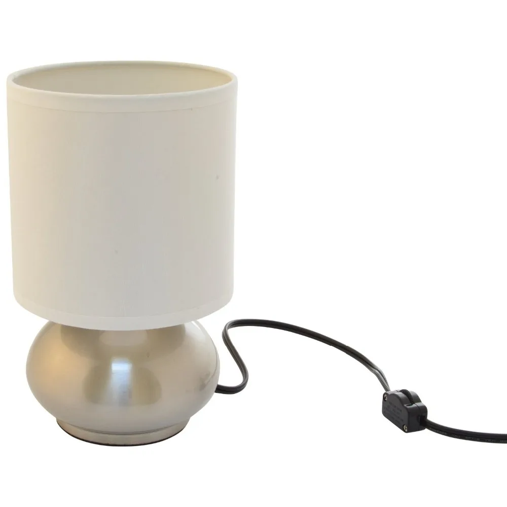 
2017 Hot Selling Brushed Nickel 2 Pack Mini Touch Lamp/Bedside Sensor Table Lamp with Fabric Shades 