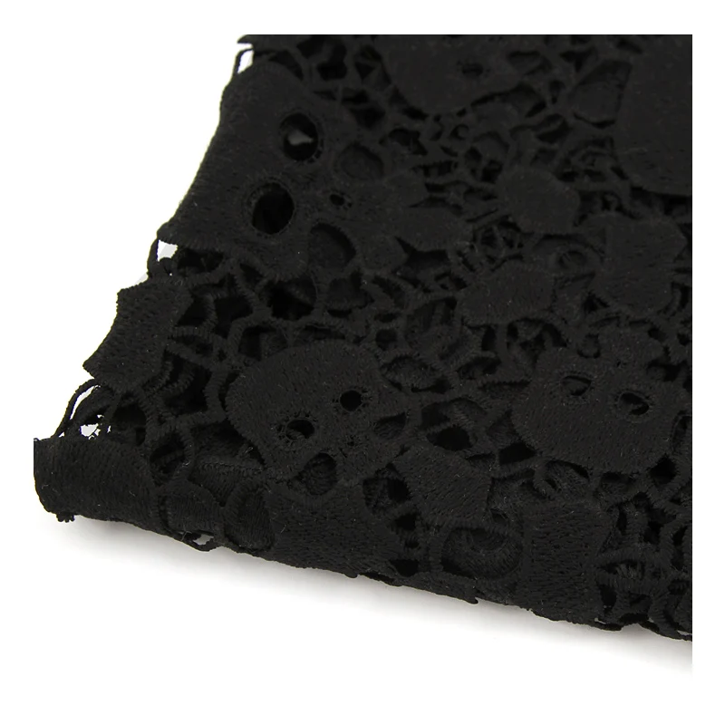 Wholesale cheap black fashion skull head breathable thin Swiss water soluble lace fabric for women