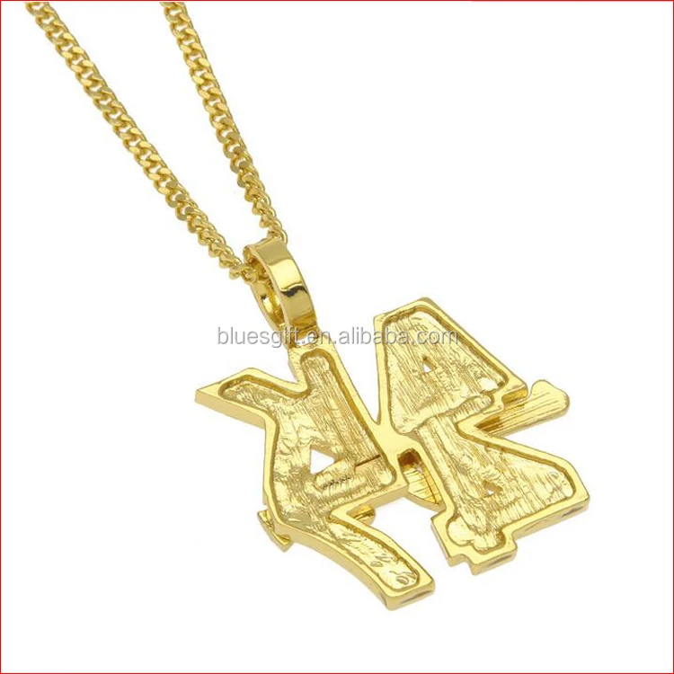 2017 new arrived gold plated Hip hop bling bling AK -47 gun pendant necklaces