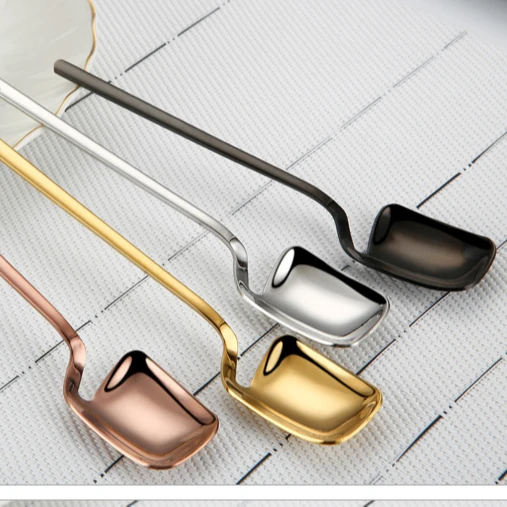 Creative Camping Portable Cartoon Dessert Spoon Metal Ice Cream Honey Stirring Hanging Cup Spoon