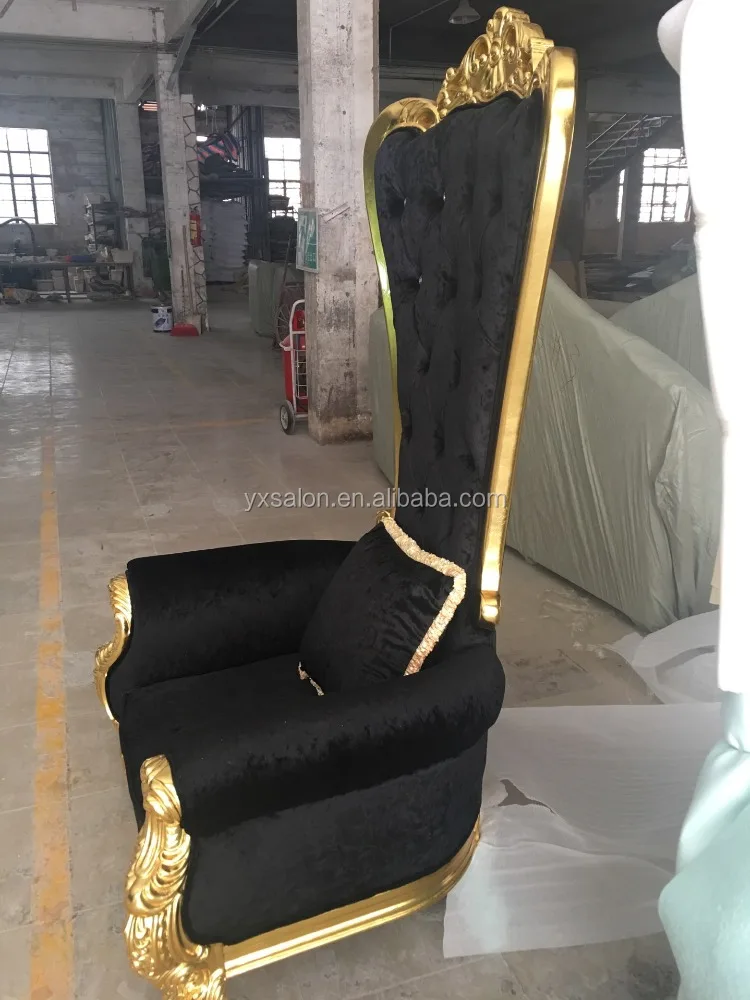 Top Quality Luxuary European Style Black&Gold Pink Pedicure Chair Throne Chair With Diamond Buttons(HB100)