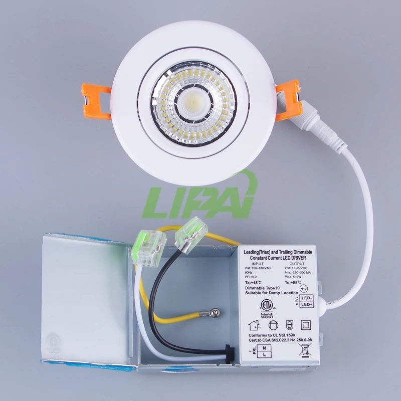 3inch 7W Dimmable Recessed LED COB Downlight with ETL ES approved CCT Changeable 1800k2000k3000k CRI90 IP44 980lm