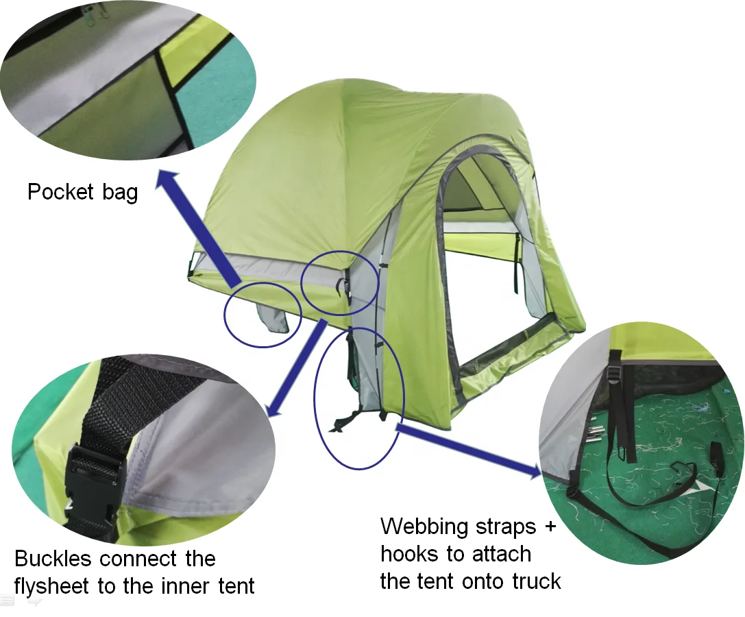 Abris Waterproof Double Layer Large Space Pickup Truck Tailgate Tent for Length 5-6.7 Feet  Crew Cab Truck without floor