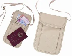 Lightweight Polyester RFID Protection Travel Neck Wallet Passport Pouch