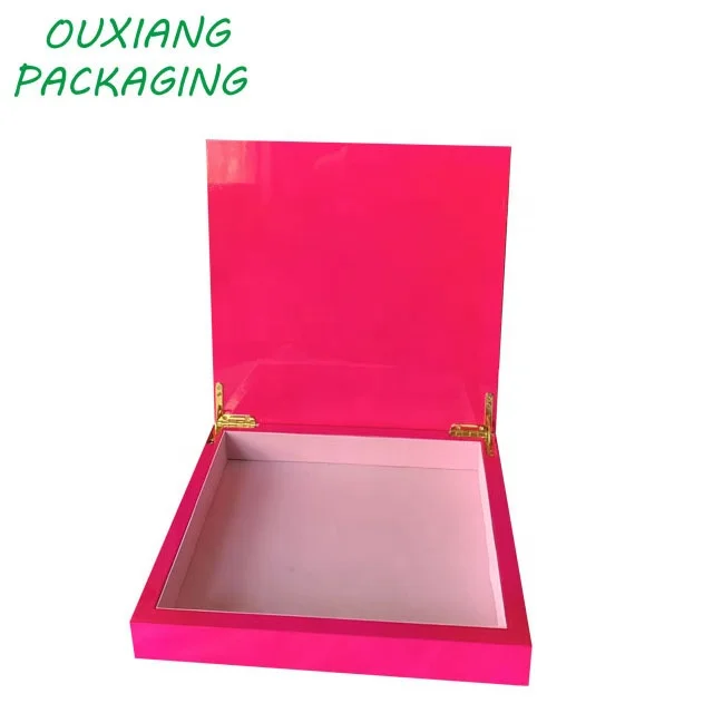 
piano pink lacquer finish luxury wooden chocolate date gift packaging box 
