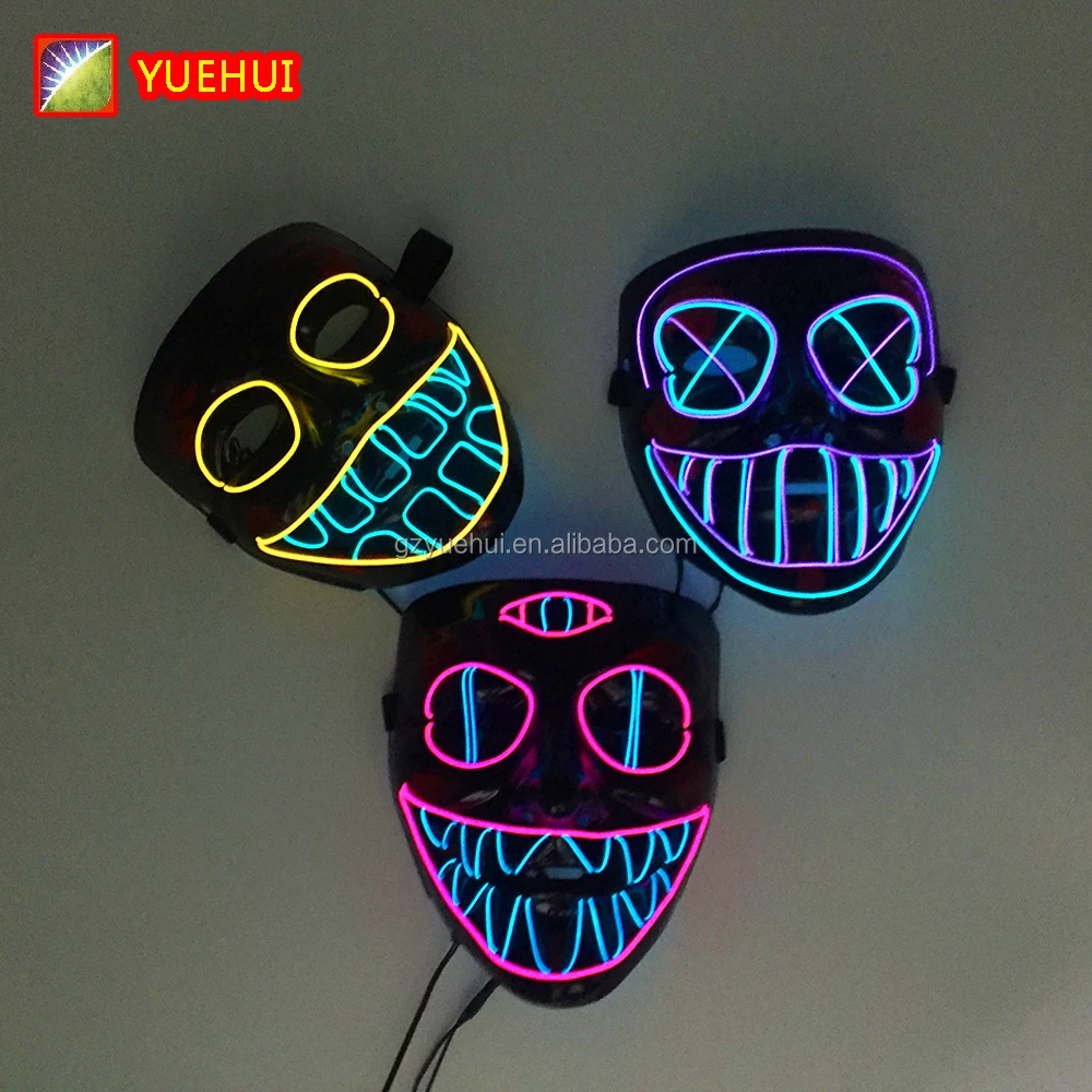 Wholesale Light Up EL Wire Neon Blue Glow Mask Rave Halloween Mask Voice Active Purge Led Mask for Easter Day China Supplier