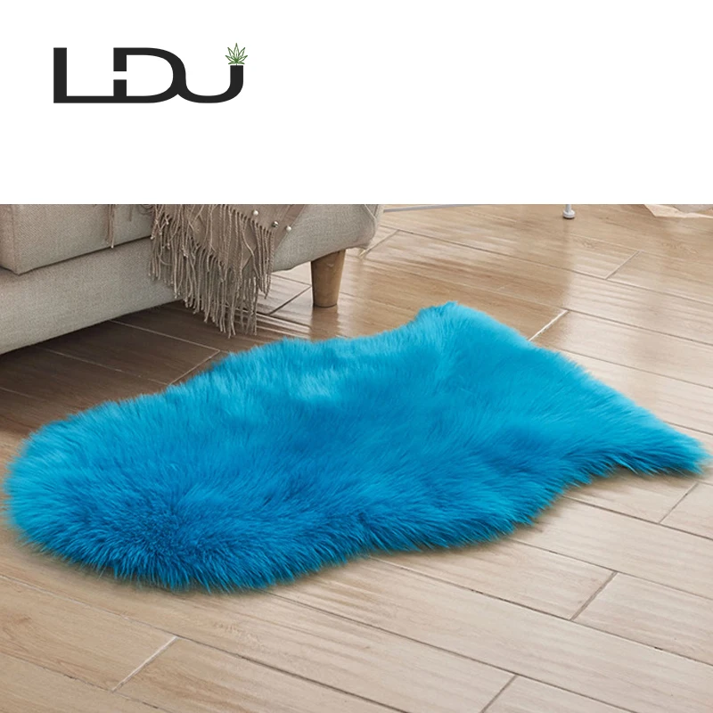 
Shaggy Faux Sheepskin Fur Modern Kid Rugs for Fluffy Plush Handmade Furry Carpet 