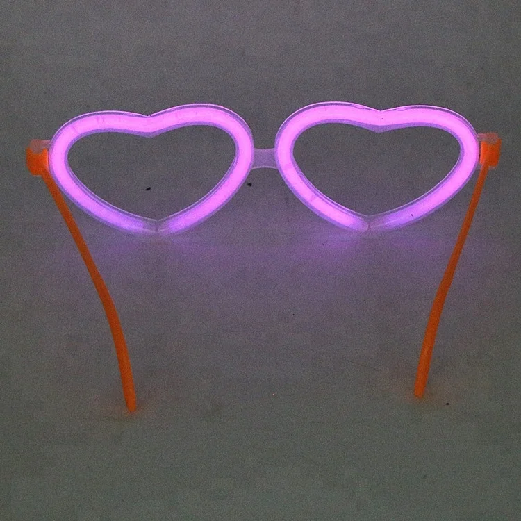 Multi Color Glow Fluorescence heart shape Glasses LED Light Luminous Sticks Neon Xmas Halloween Party Flashing Novelty Toy