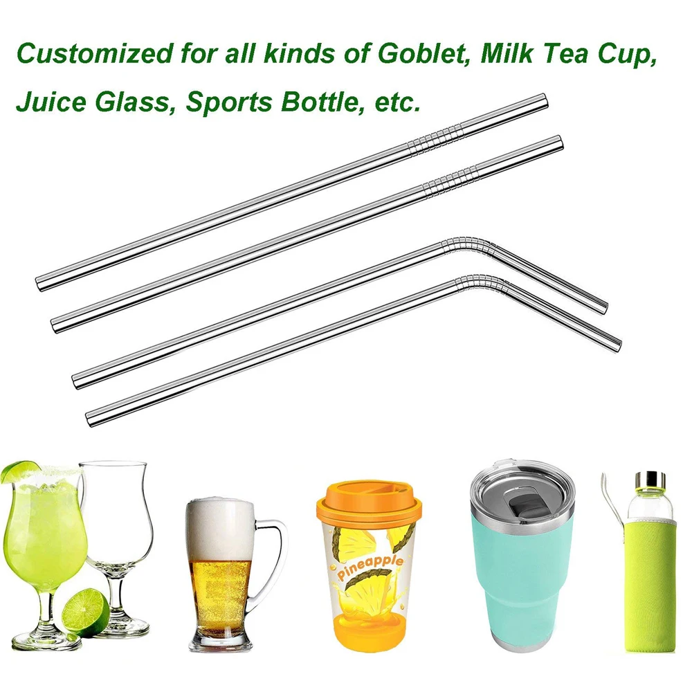 Amazon Top Seller 2018 Eco-friendly Barware Stainless Steel Silver Straw