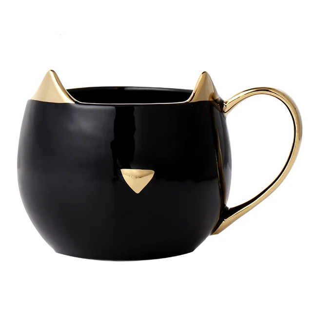 
Big Belly mugs office cup Tea cup milk mug Ceramic gold handle 3d cat mug coffee cup 