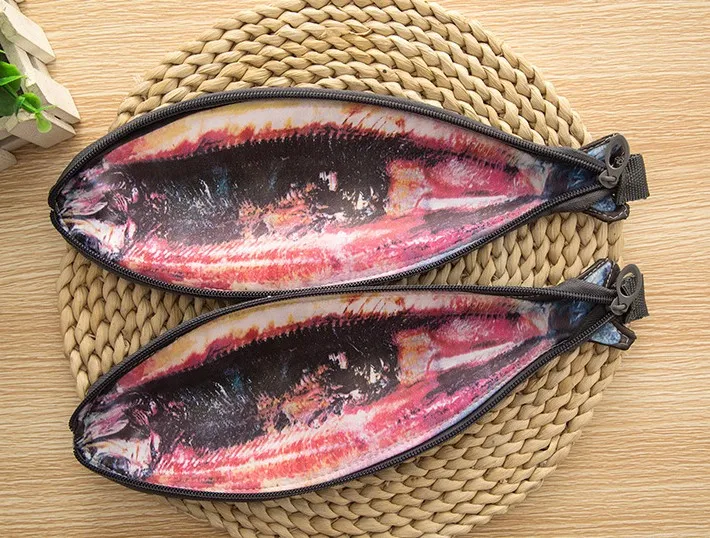 hot sale saury fish shape  pu pencil bag for stantionay and cosmetic