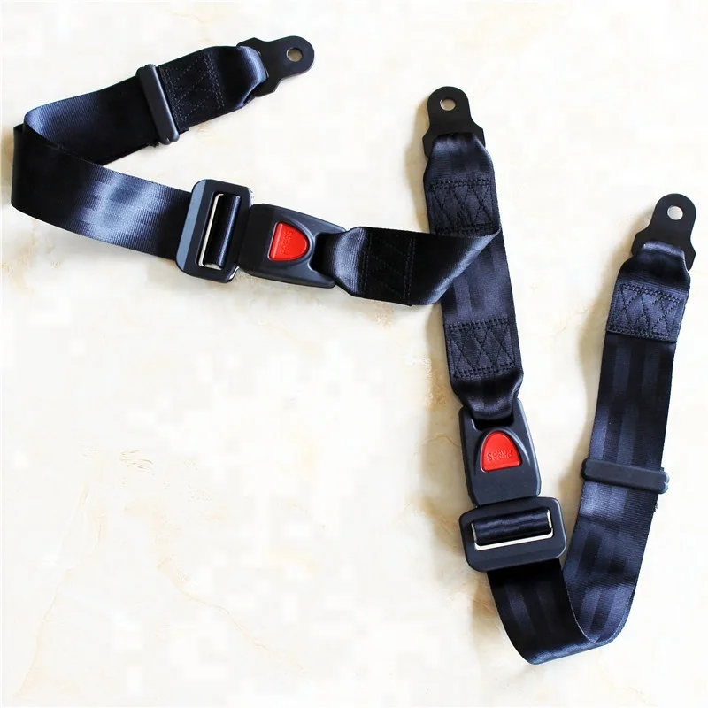 Black Double 2 Point Retractable ATV Quad Safety Seat Belt Buckle Universal Adjustable