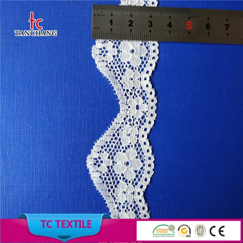 Guangzhou factory wholesale  3.5cm scallop design nylon spandex quality lycra lace trim for lingerie  LSHB9222