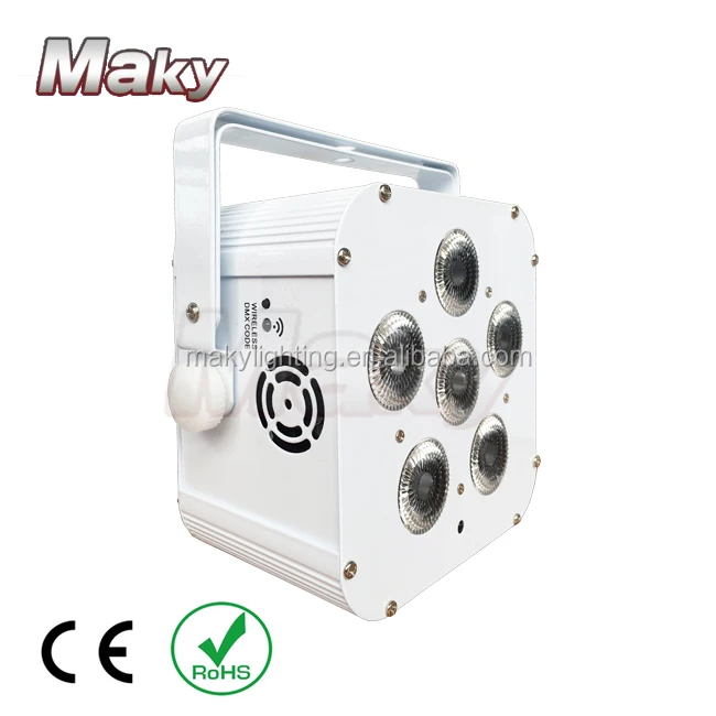 Mini Laser 6pcs RGBWA+UV Smart Dj Uplight With Battery Wireless &IRC Remote Control DMX Slim Flat Par Light