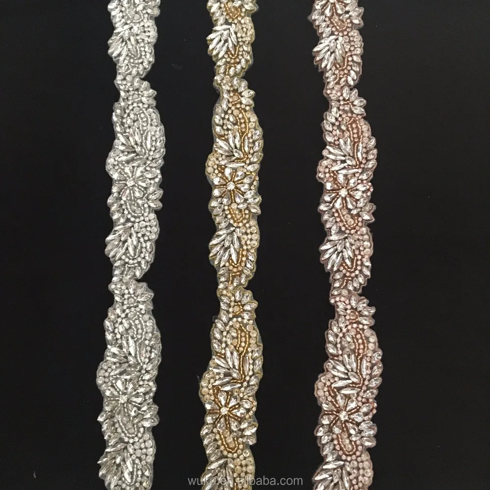 blush gold rose gold decorative crystal slim trims belt R-783