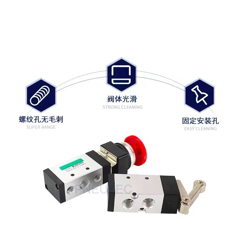NINGBO AIRTAC 5/2 way 1/4 1/8 MSV86522-PP MSV86521-PP plat round button directional Pneumatic Hand Control Valve