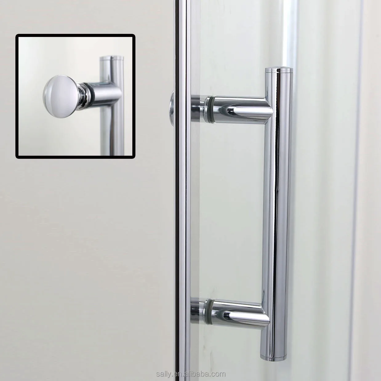 Frameless 8mm tempered glass hinge shower door Stainless Steel handle shower enclosure
