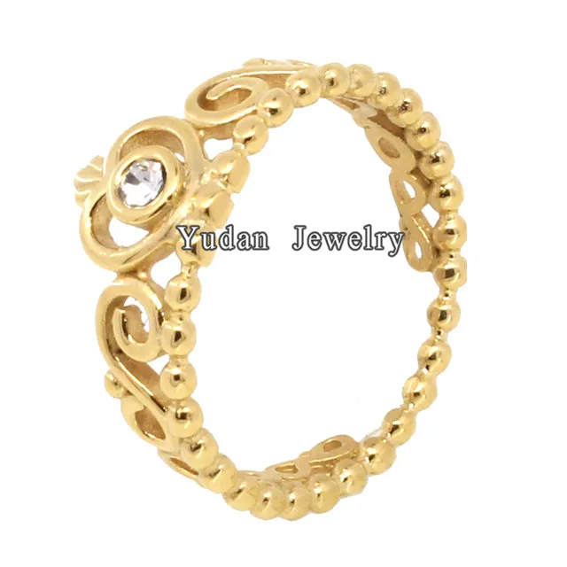 Yudan Jewelry Custom Stainless Steel Plated Rose Gold Crown Ring For Women