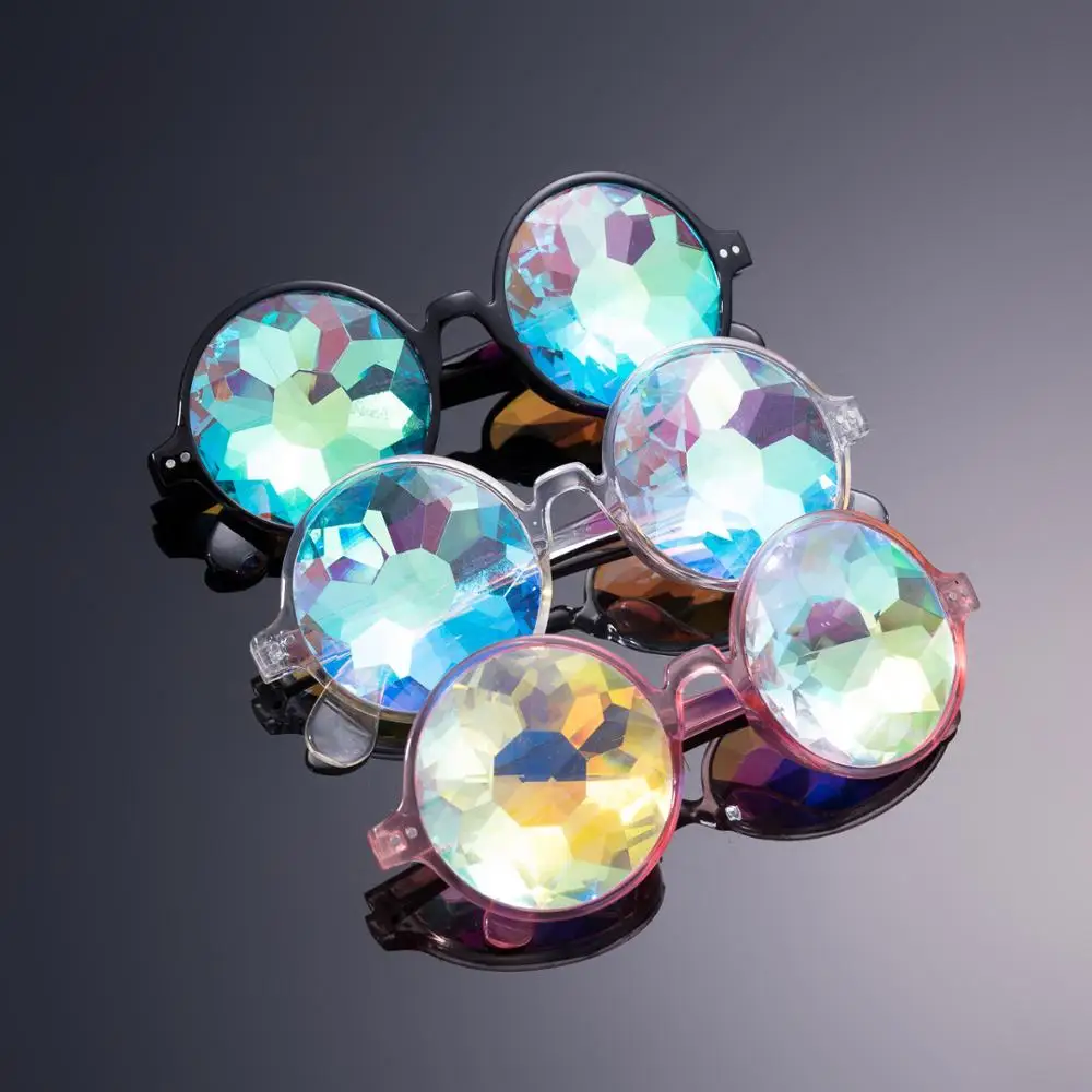 Rave Men Round Kaleidoscope Sunglasses Party Psychedelic Prism Diffracted Lens EDM Sunglasses Female