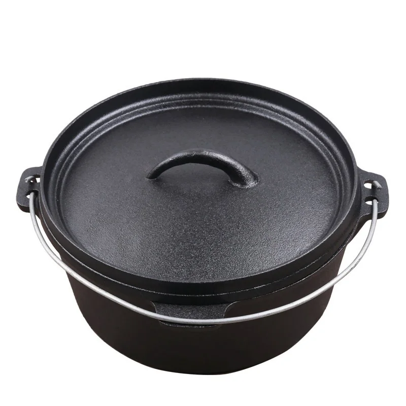 
Outdoors equipment stock pot camping use kitchen hanging cast iron dutch oven 