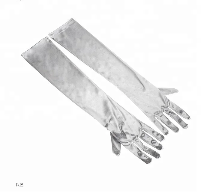 
Vintage Accessories Evening Ball Costume Long Shiny Stretch Satin Dress Gloves 