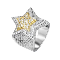 Kingyee Jewelry 18k Gold CZ Micro Paved Star Shape Pinky Ring Men