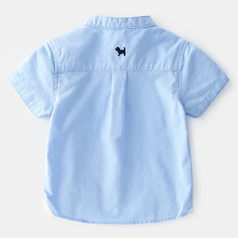 Летняя футболка для мальчиков Детские топы Однотонная рубашка с коротким рукавом