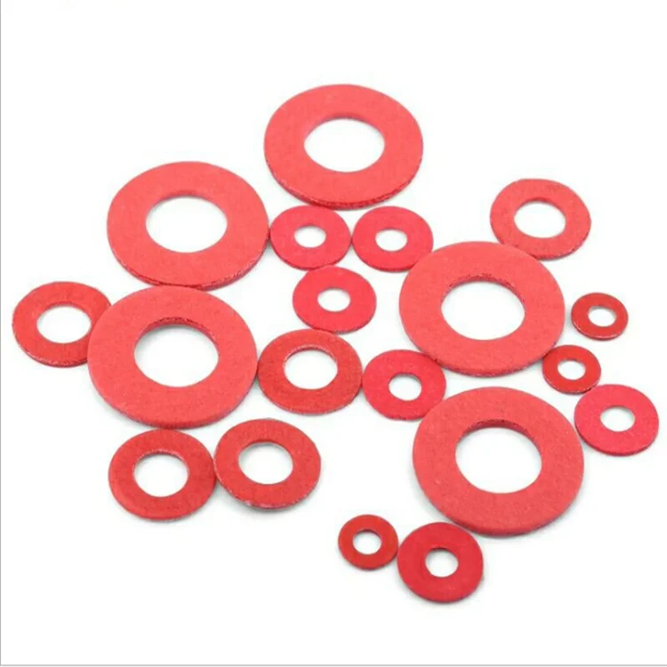 Red Steel Paper Fiber Flat Washer Kit Insulation Washer Assorted 14 Sizes 150pcs Washers