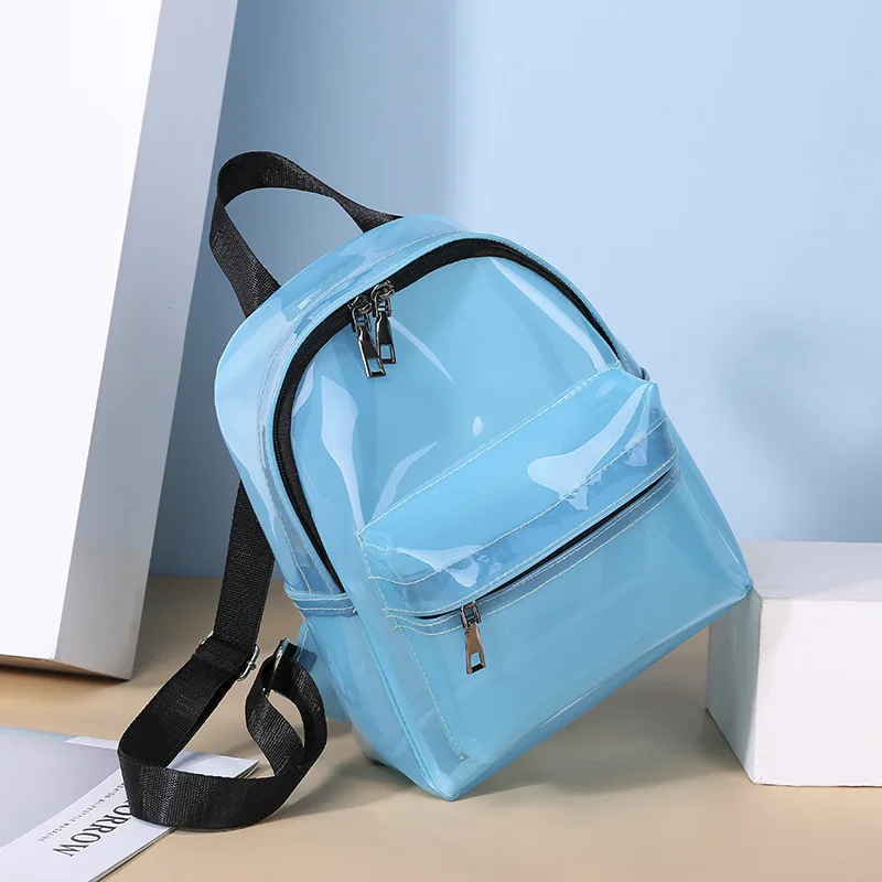 mini female backpack PVC clear student bag 2018 new plastic transparent jelly backpack