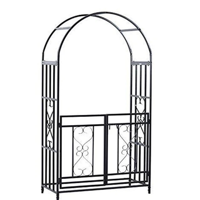 
Unique vintage economical type wrought iron metal wedding garden arch with gate for plants climbing 