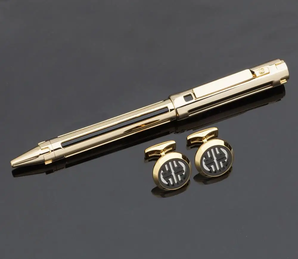 
Executive Pen Metal Body Springs Mechanism Ballpoint Pen Cufflink Set 