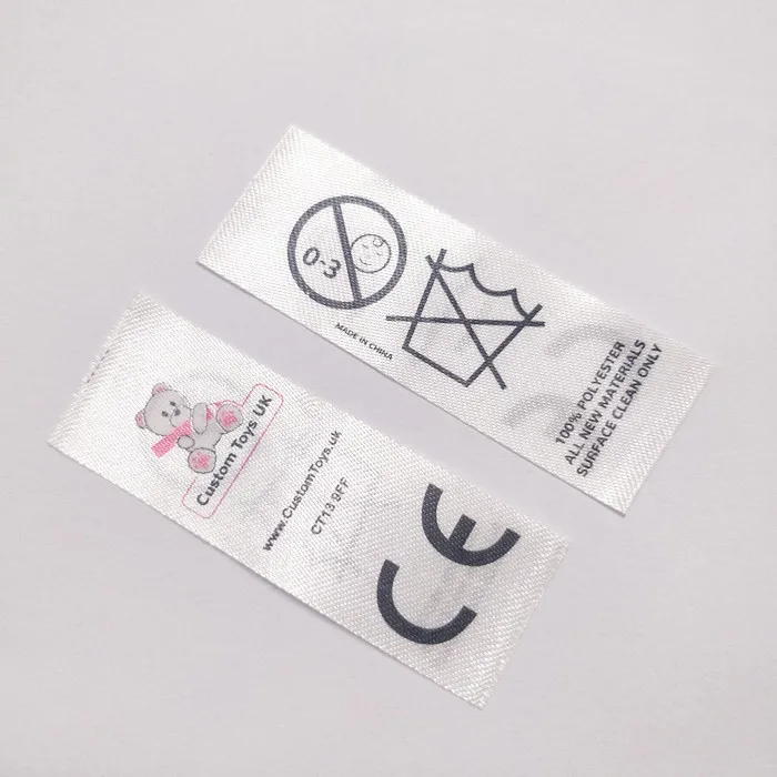 Silk Screen Printing Clothing Labels Wash Care Label Garment Labels Cut Into Piece or in Roll Cold Cut OEM and Bespoke Service