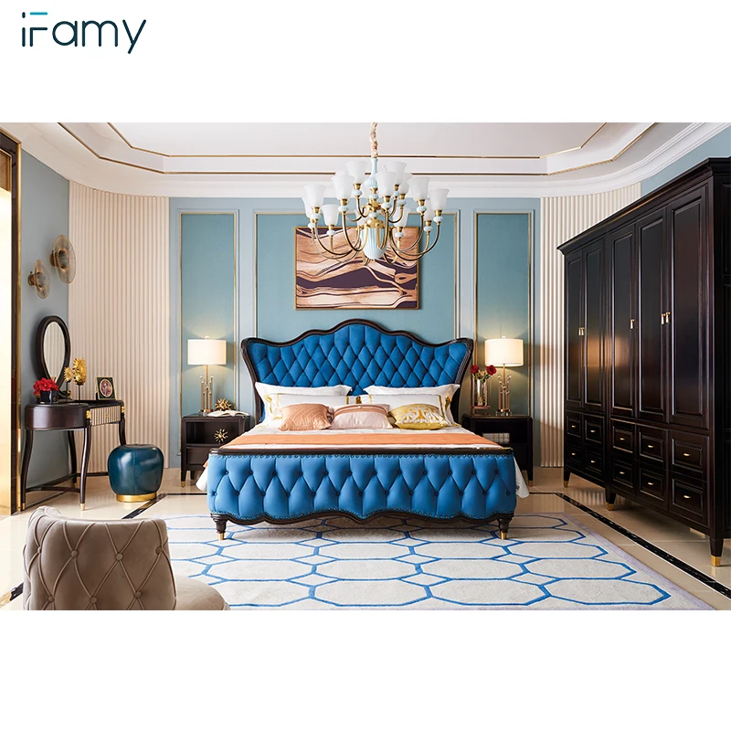 Walnut color latest bed design, 2m*1.8m size wooden bed models, beautiful pictures of wood double bed